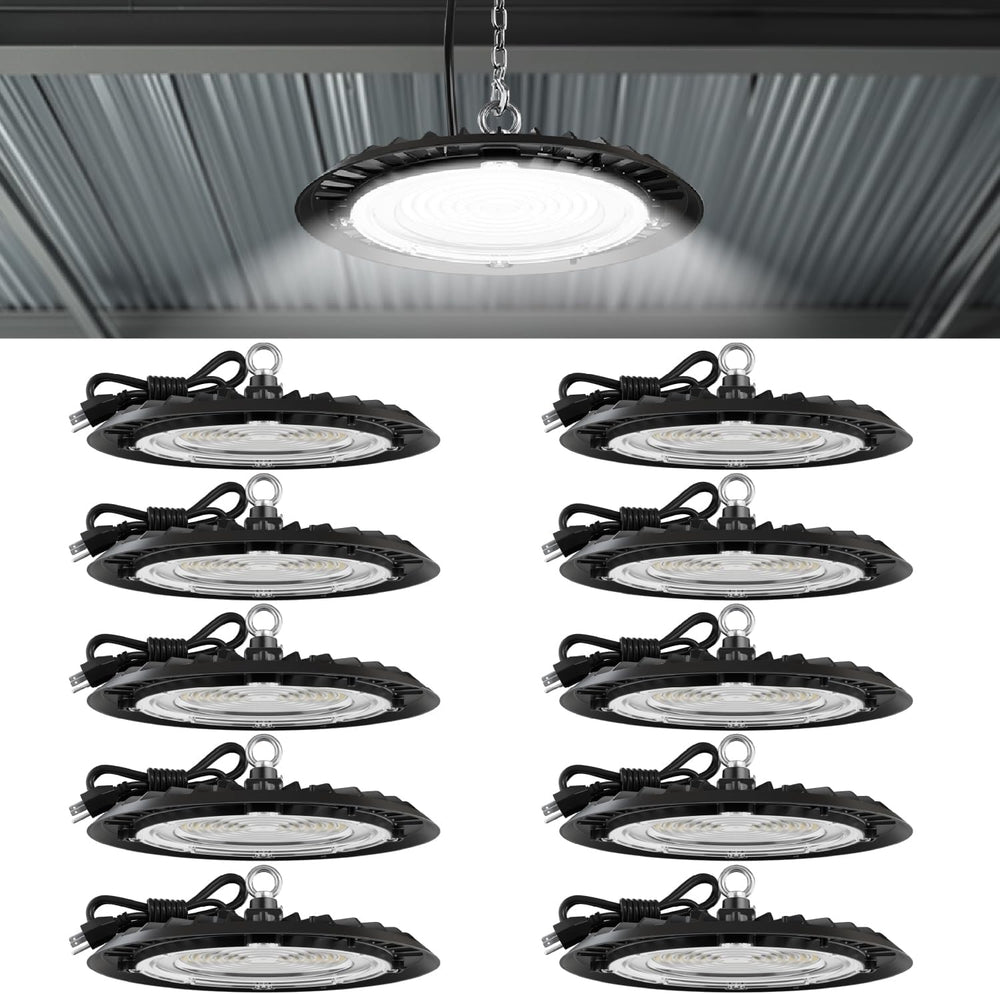Sunco 10 Pack UFO LED High Bay Lights, Plug & Play, 150W, 19500LM, 6000K