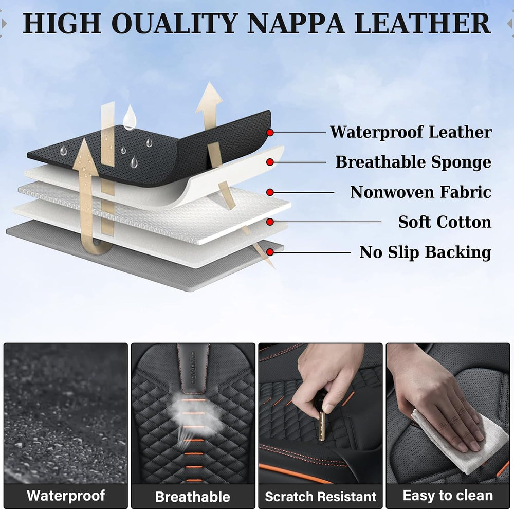 Coverado Automotive Seat Covers, Car Seat Covers Front Seats, Nappa Leather B...