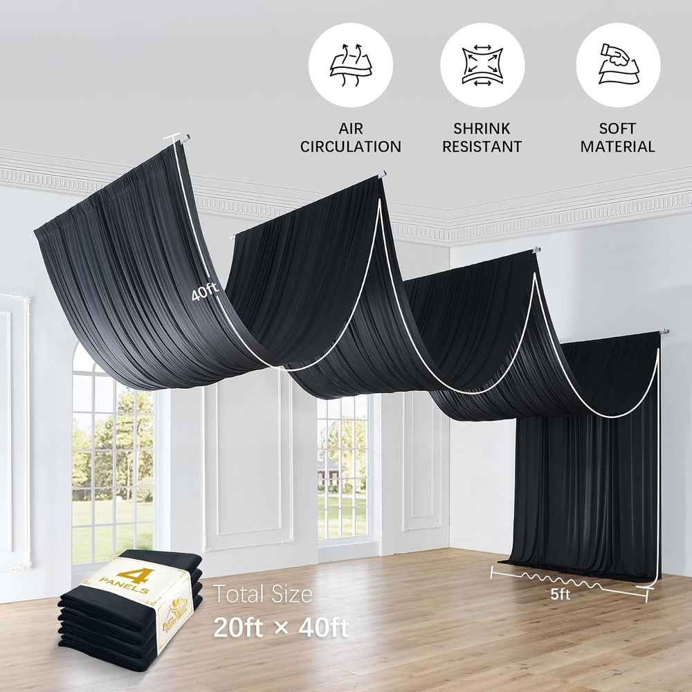 20ftx40ft Black Ceiling Curtain for Halloween Parties