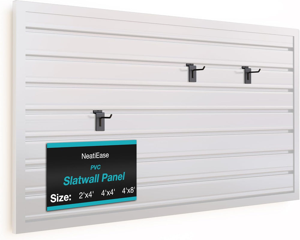 NeatiEase Slatwall Panel Wall Storage Systems, 2 x 4ft Slat Wall Paneling