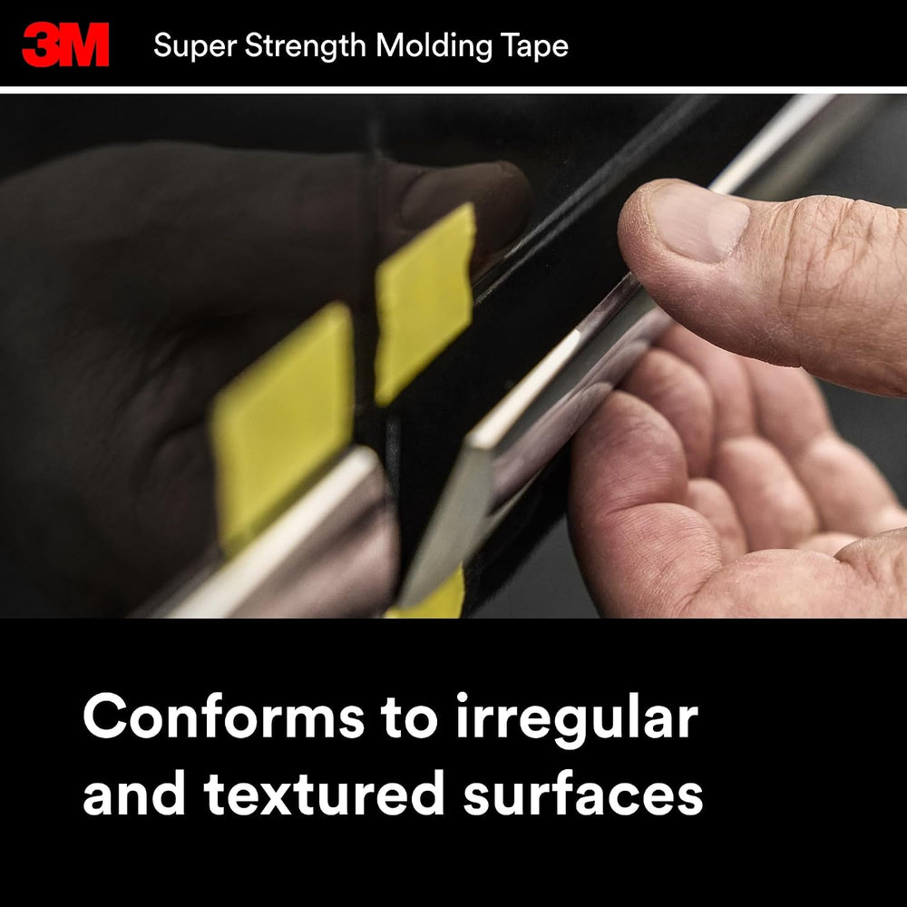 3M Super Strength Molding Tape 03616, 7/8 in x 15 ft, 4 Rolls, Black