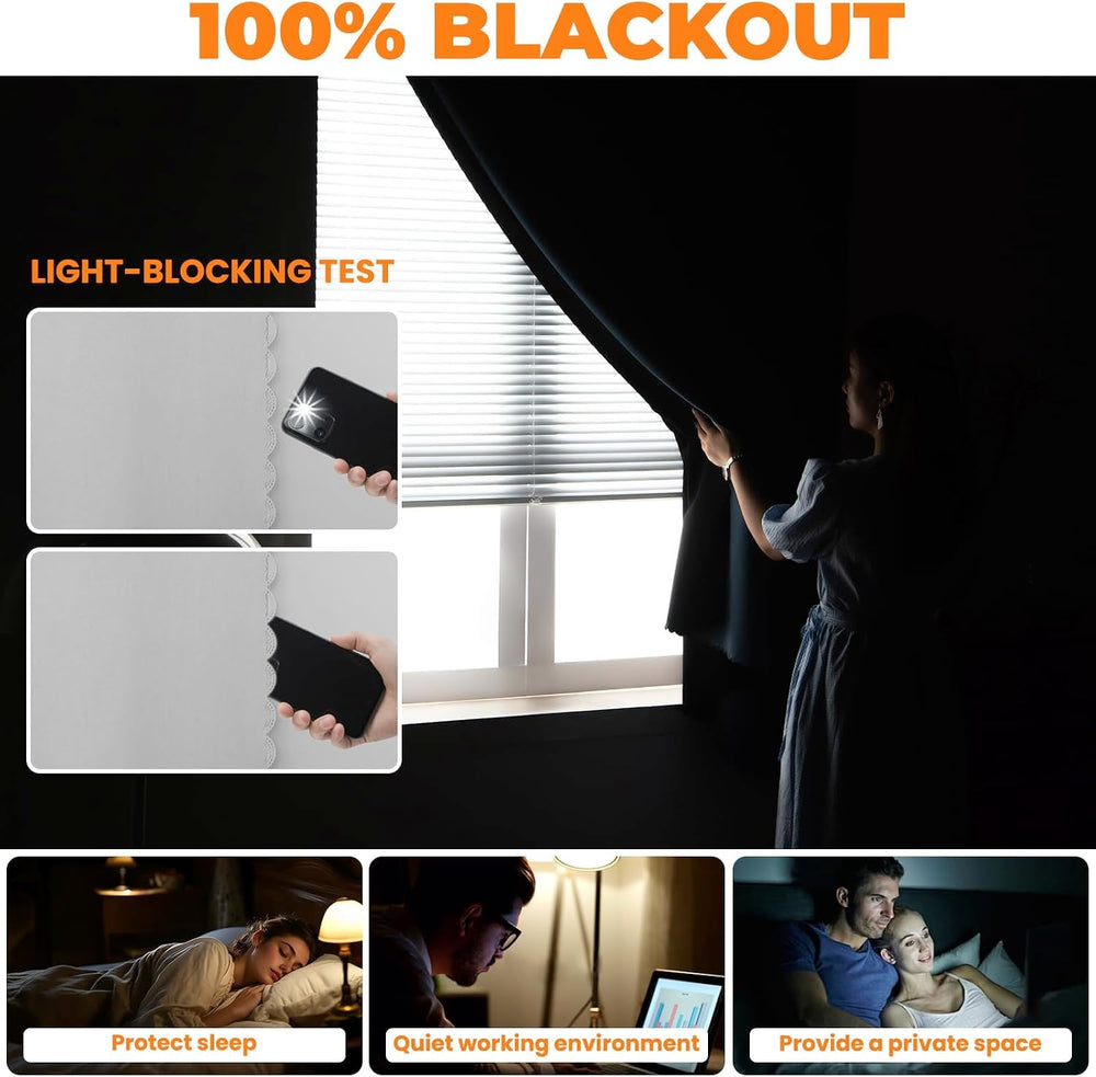 JILRON Adhesive Curtain 100% Blackout No-Drill Easy Install for Bedroom Blind...