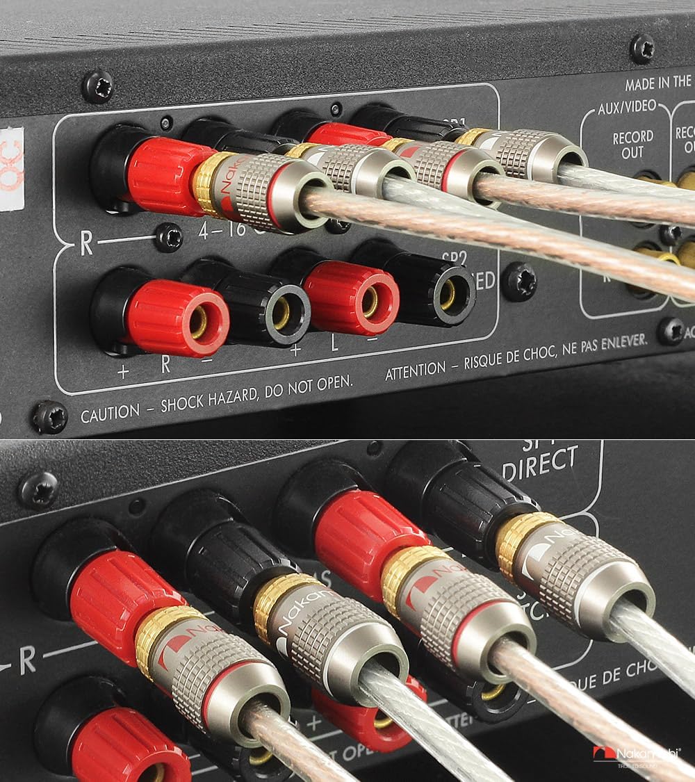 Nakamichi FanLock Excel Series 24k Gold Plated Banana Plugs, 10-18 AWG