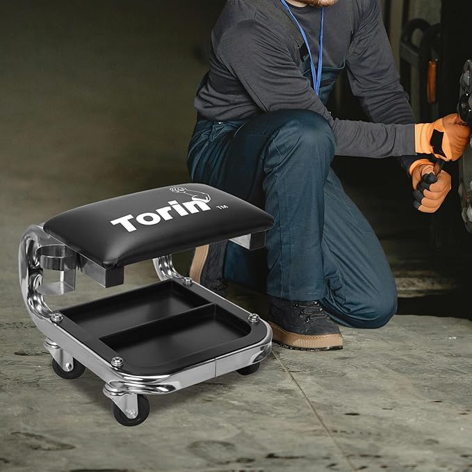 Torin AR7451B Heavy Duty Rolling Creeper Garage/Shop Seat: Padded Mechanic Stool