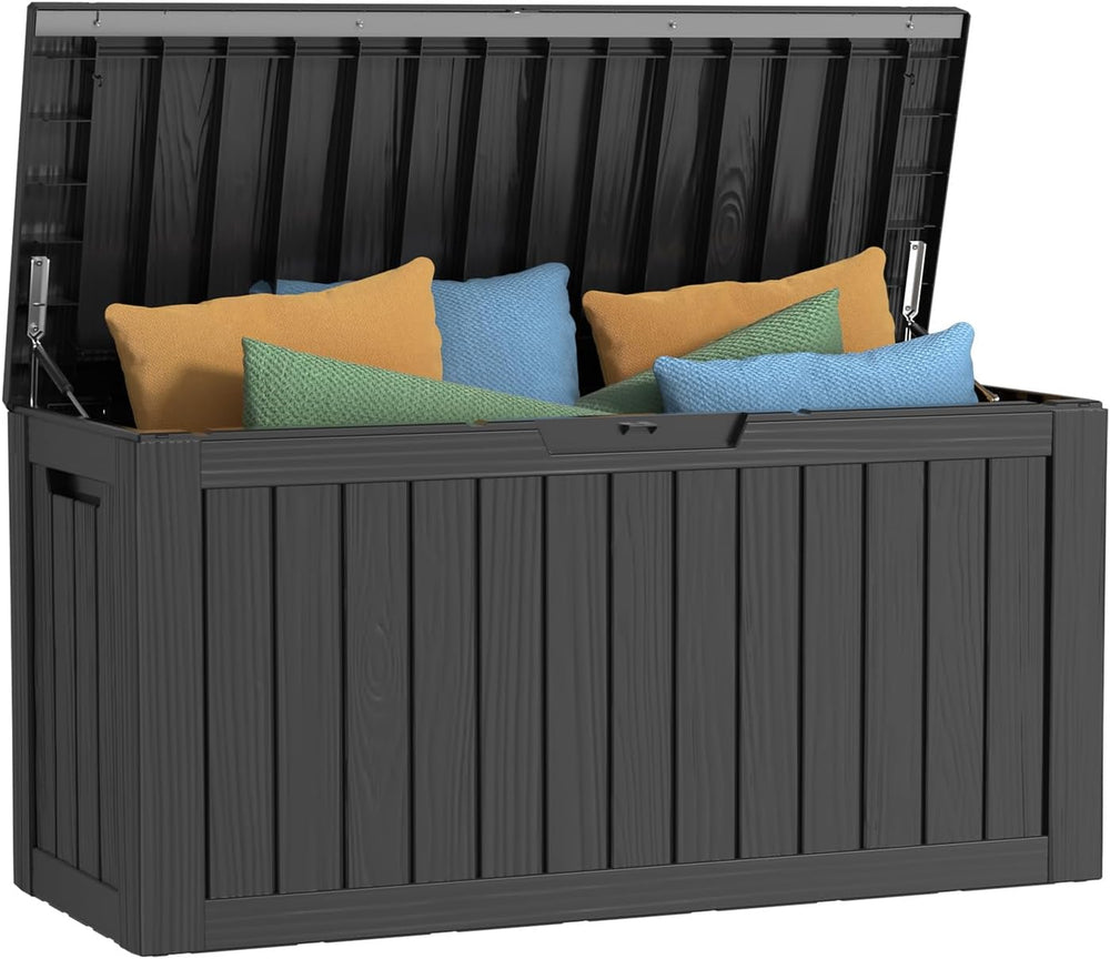 Vixzen 80 Gallon Resin Deck Box, Lockable Outdoor Storage Box for Patio Cushi...
