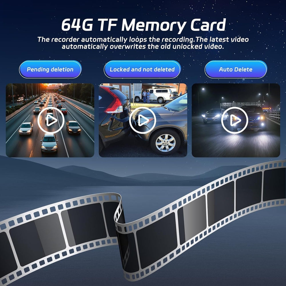 NHOPEEW Dash Cam Front and Rear Inside, 4 Channel Dash Cam 3" IPS Screen...