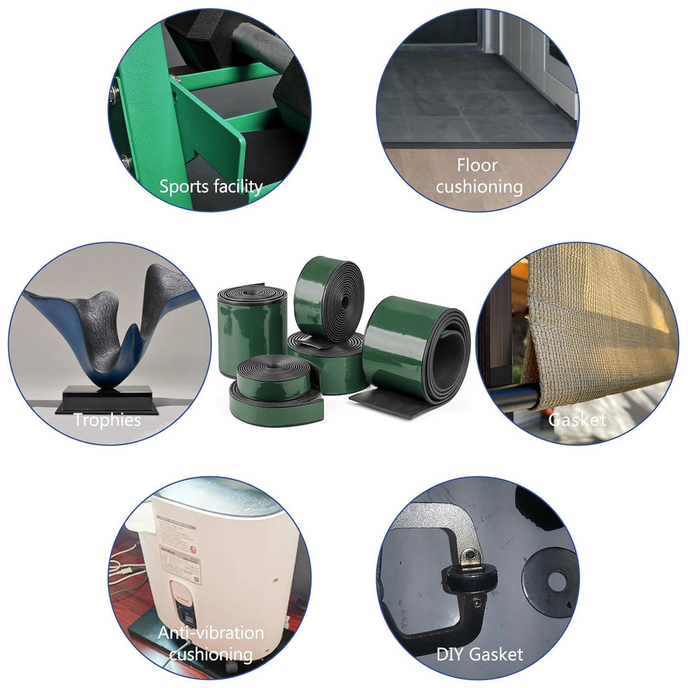 HooTown Adhesive Solid Rubber Strips, Self Neoprene Rubber Sheet Rolls Seal