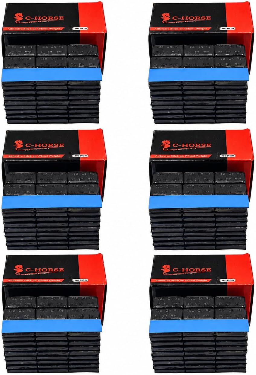 C-HORSE 540 Pcs,1 Oz, Black, Adhesive Stick On Wheel Weights, Blue Adhesive E...