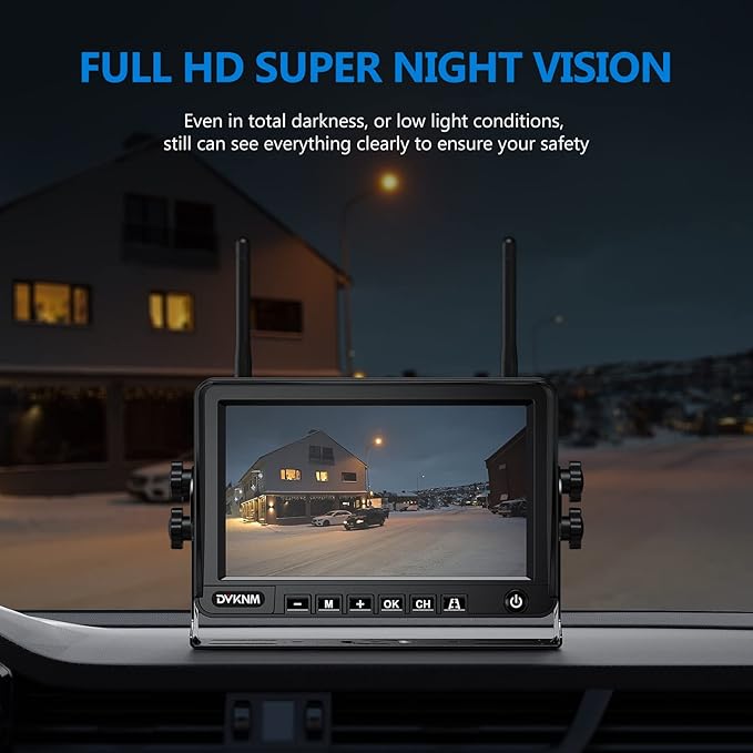 2 Magnetic Solar Wireless Backup Camera HD1080P 3 Mins DIY Installation DVR 7...