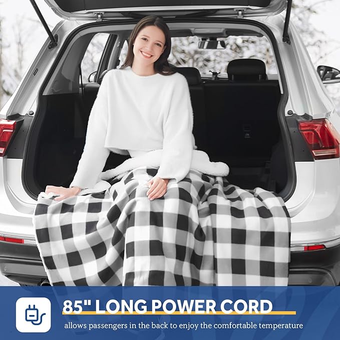 Sealy 12-Volt Heated Car Blanket, Portable Electric Blanket