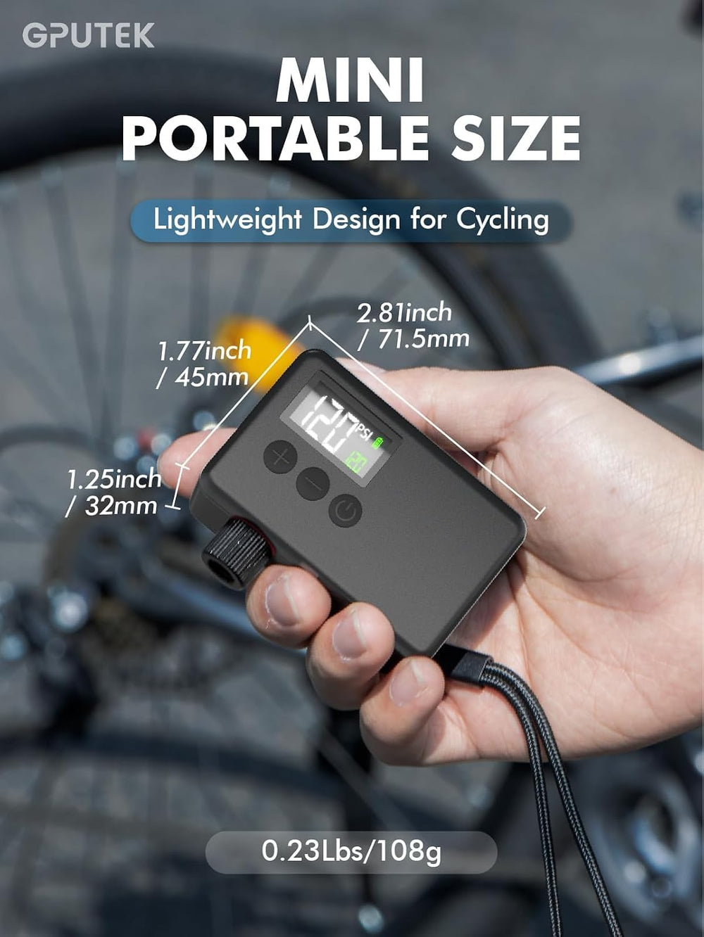 Mini Bike Pump Electric for Presta and Schrader Valves Bicycle Tire