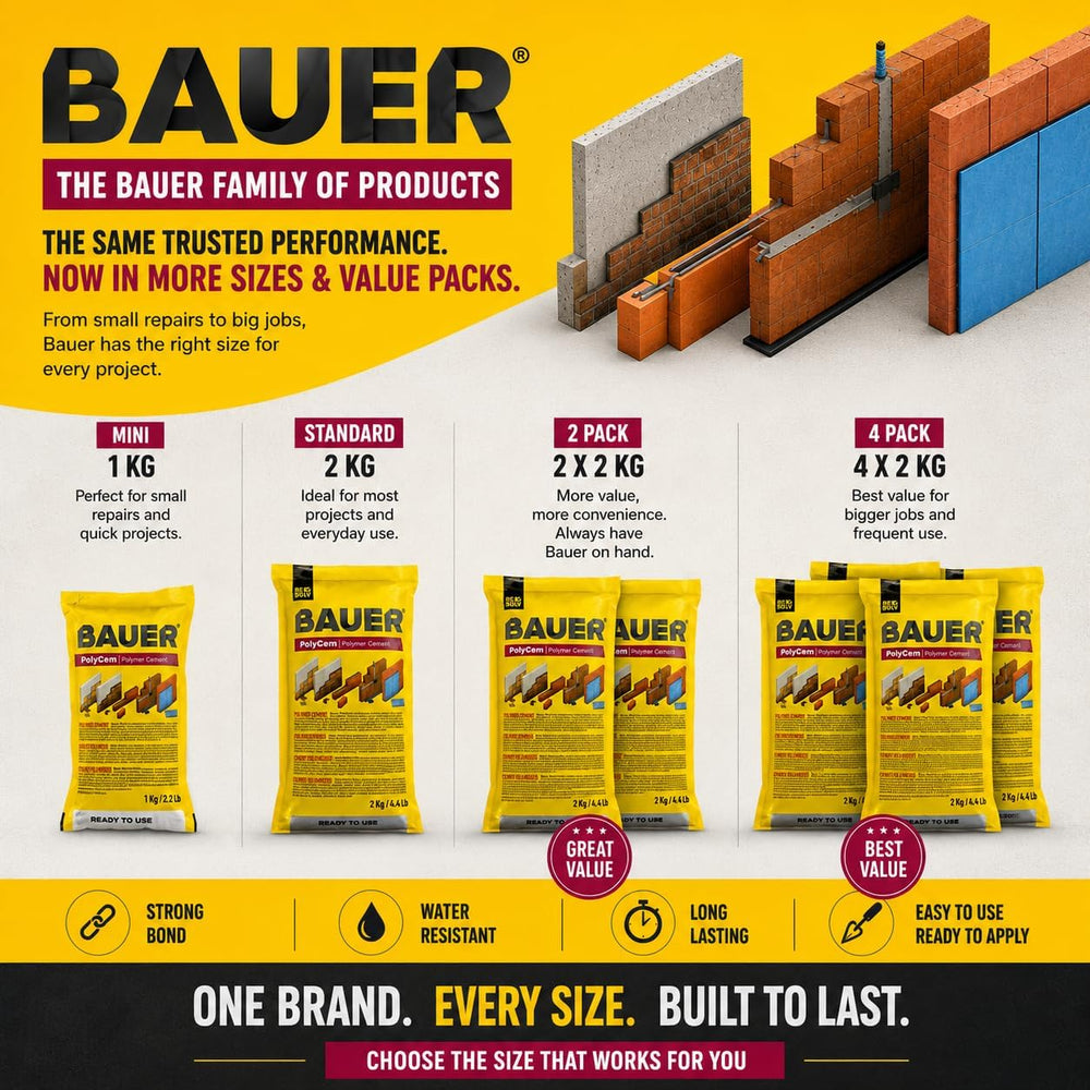 Bauer Instant Polymer Cement for Concrete, Stone, Tile & Brick, White