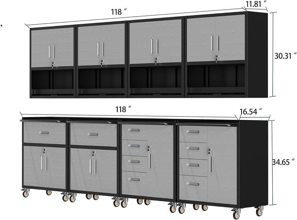 Garage Cabinet System | Heavy Duty Steel All-in-One Modular Garage Cabinet Se...