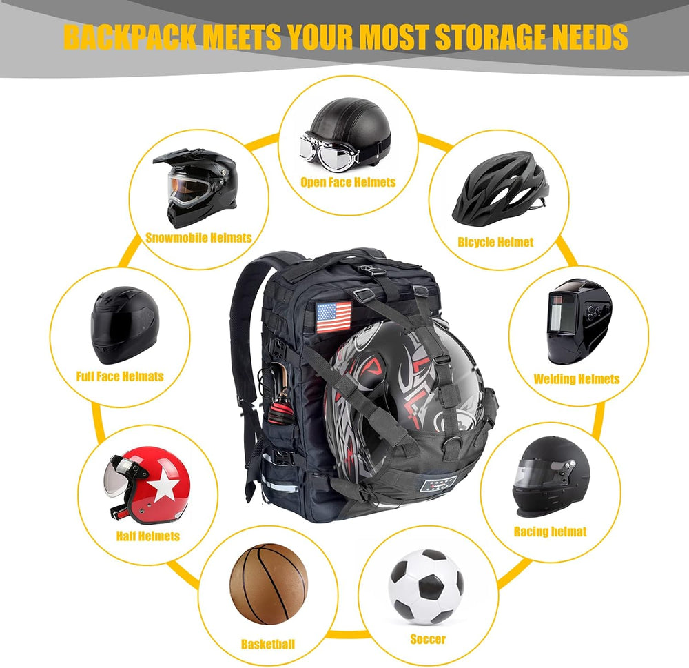 Large Capacity Motorcycle Helmet Backpack, Waterproof Motorcycle Backpack for...