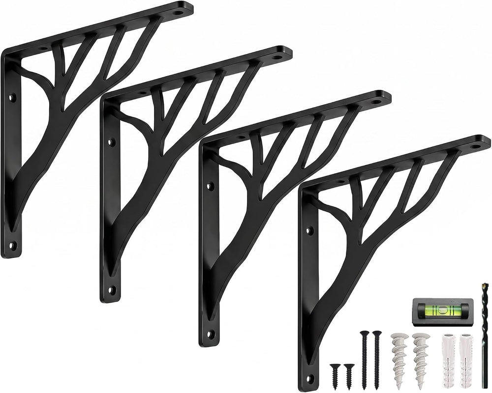 Rustic Tree Black Heavy Duty Shelf Brackets 6 inch by Balin Designs, Decorati...