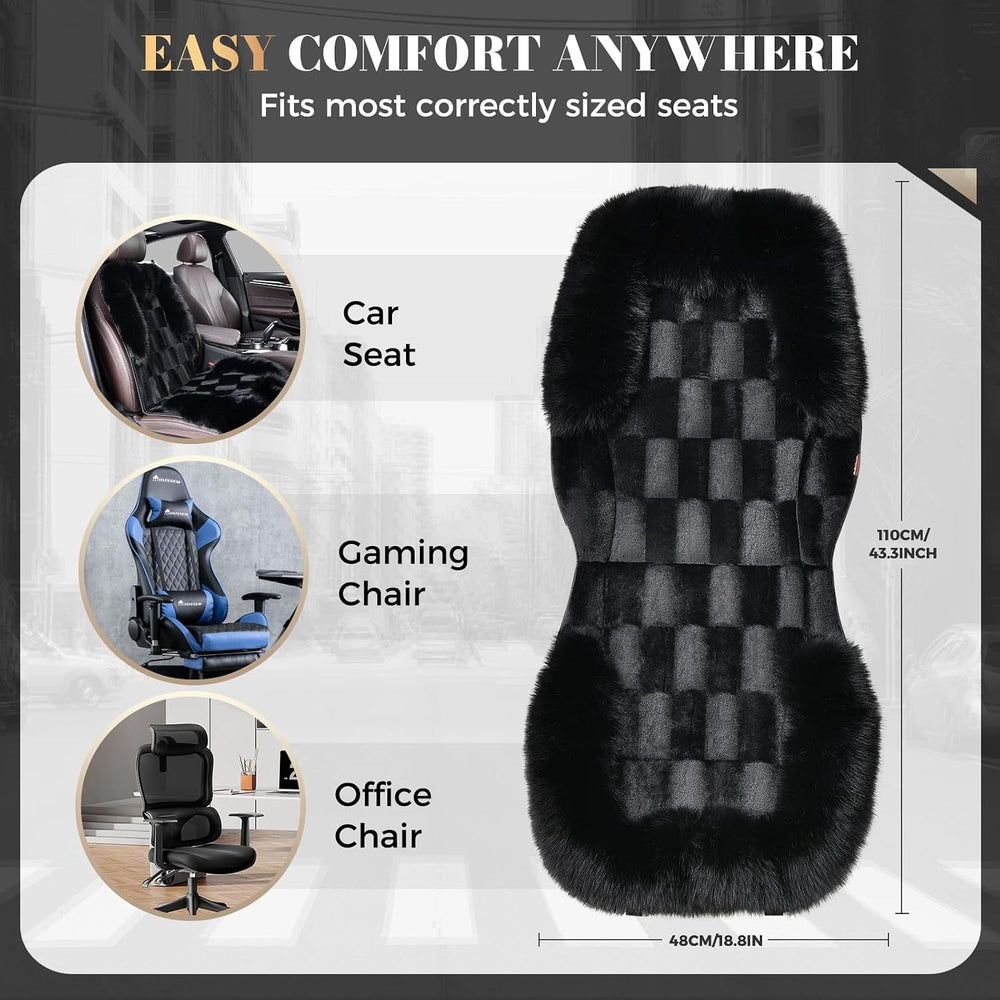 Coverado Fluffy Fur Car Seat Covers, Luxury Thickened Plush Car Seat Cushion ...