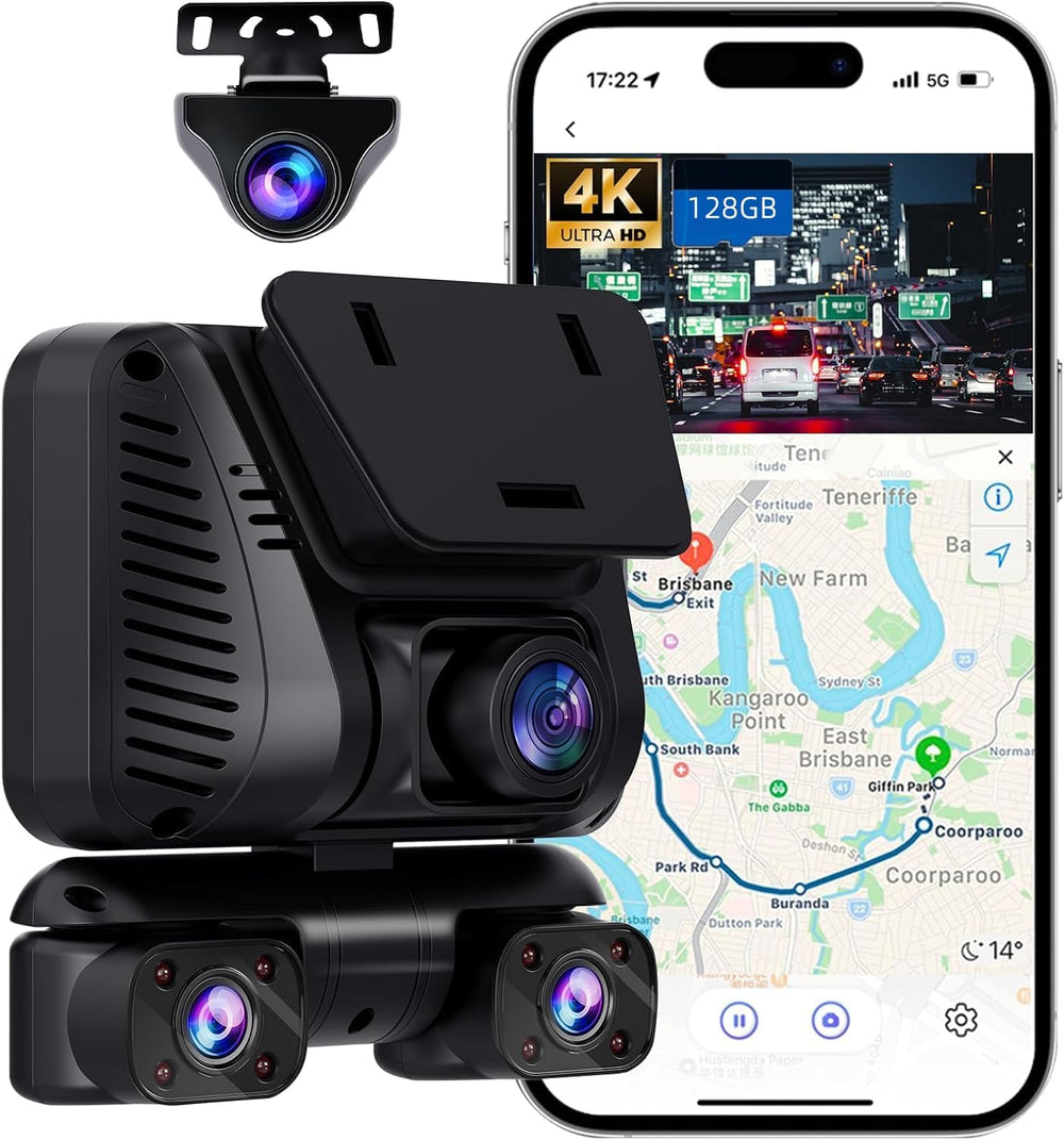 4K Dash Cam 360ยฐ View,4 Channel Front and Rear Dash Camera for Cars,Built-in ...