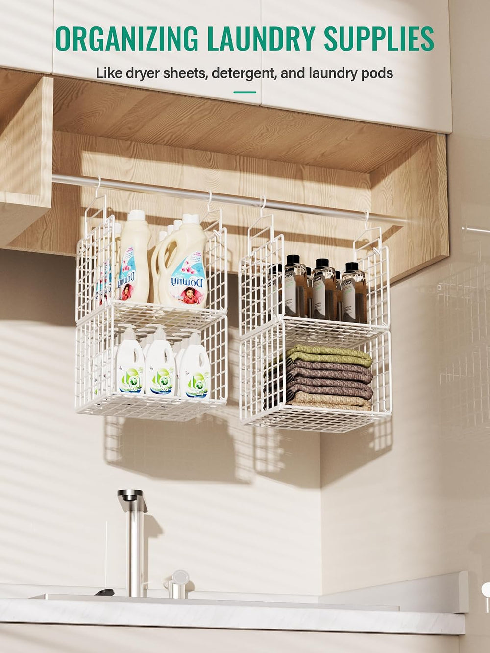 Hanging Closet Organizer, 4 Tier Metal Closet Organizers and Storage with 4 H...
