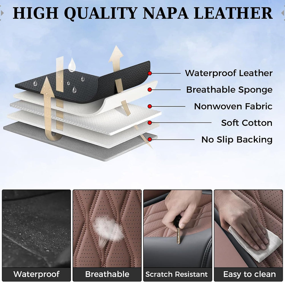 Coverado Seat Covers FullSet, 5 Seats Car Seat Protector, Waterproof Nappa Le...