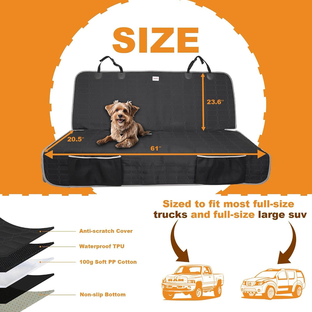Reliadura Dog Car Seat Cover for Back Seat,Washable Bench Seat Cover for Truc...