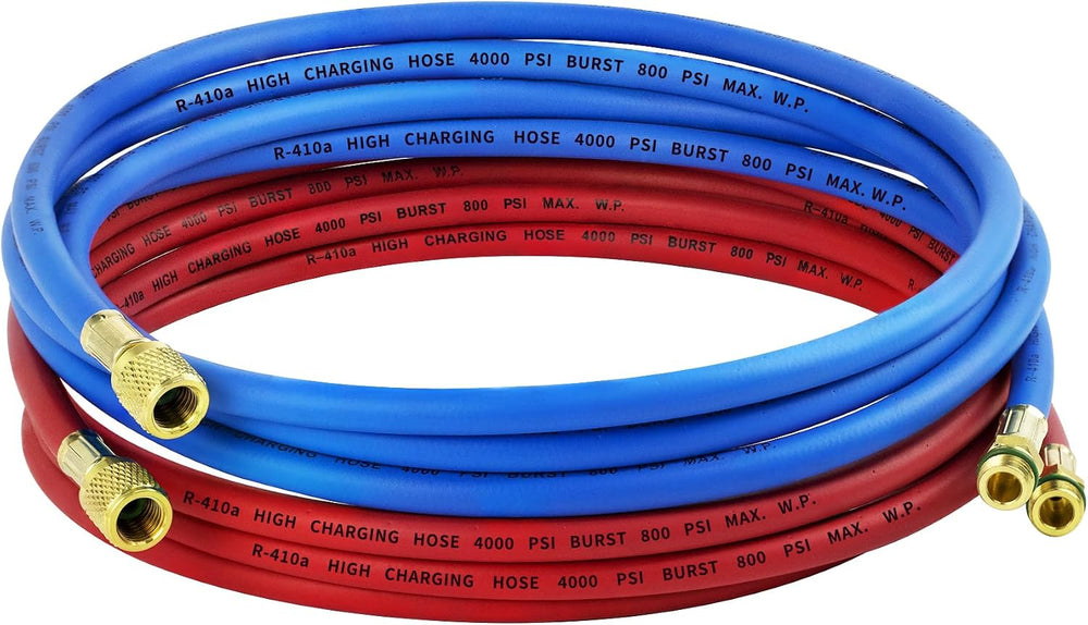 10FT 34722 R-134a Hose Set for Robinair HVAC Hose Red & Blue