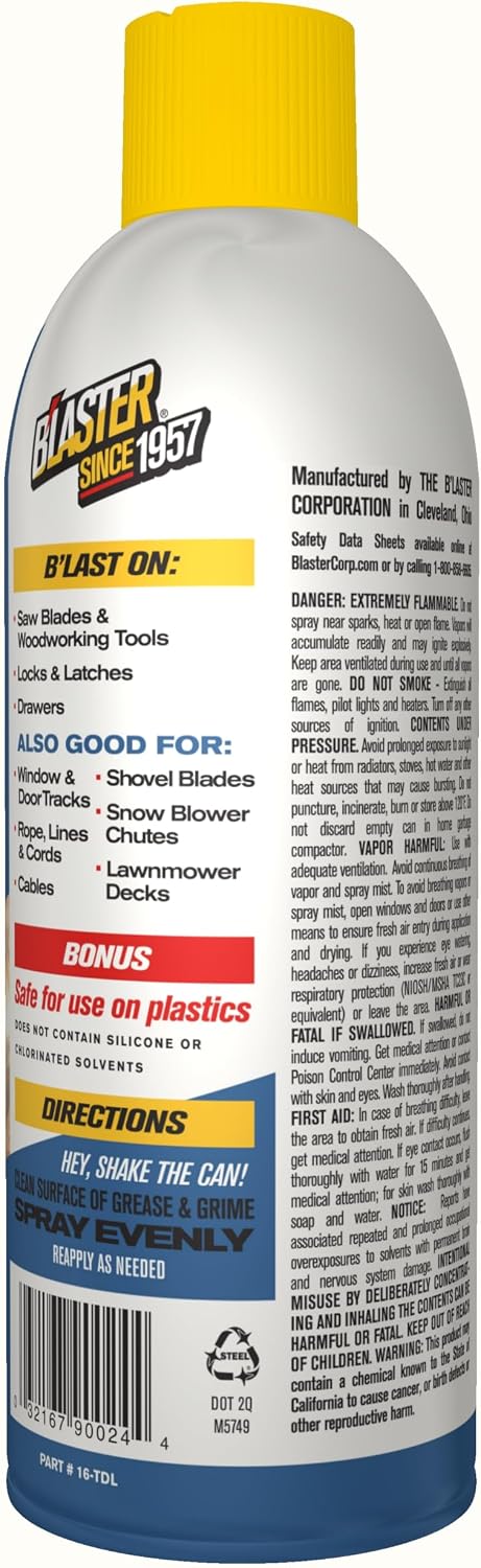 B'laster 16-TDL Advanced Dry Lube with Teflon, 9.3 oz., Pack of 12