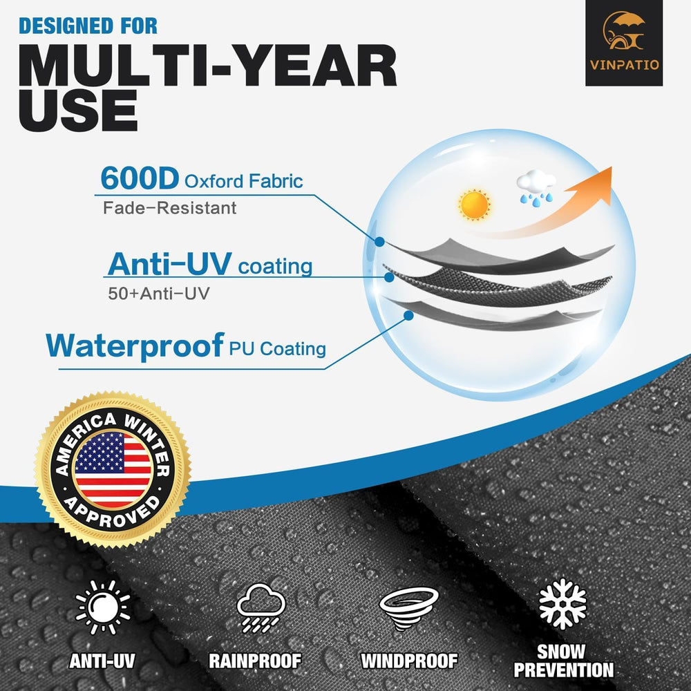 Kayak Cover 10ft 600D Waterproof Heavy Duty, Full Coverage Canoe Cover with U...
