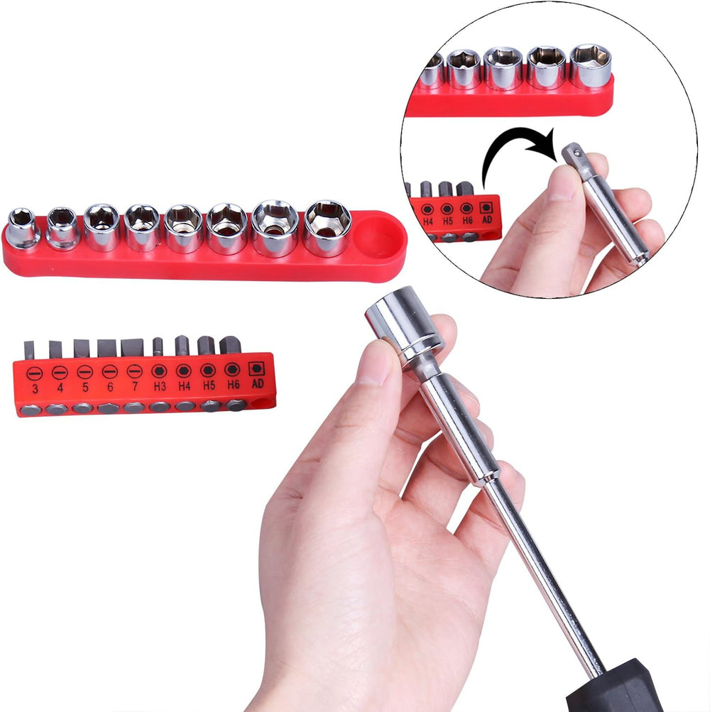 CARTMAN 148-Piece Household Tool Set, Red Tool Kit with Plastic Toolbox