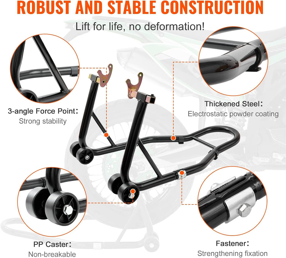 vevor Motorcycle Stand Lift 850lbs Front Rear Combo Stand Lift Stand Front Wh...