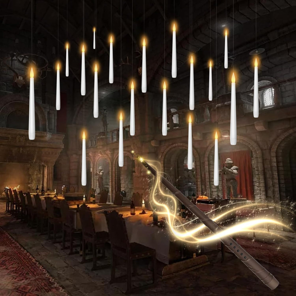kakoya Flameless Floating Candles with Wand๏ผ20 Pcs Magic LED Hanging Taper Ca...