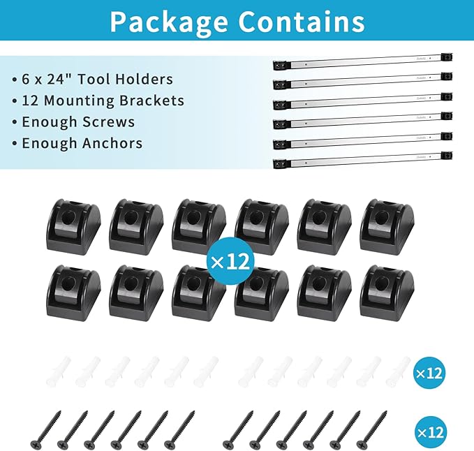 6 Pieces 24" Magnetic Tool Holder Strip, Stainless Steel Surface Tool Ma...