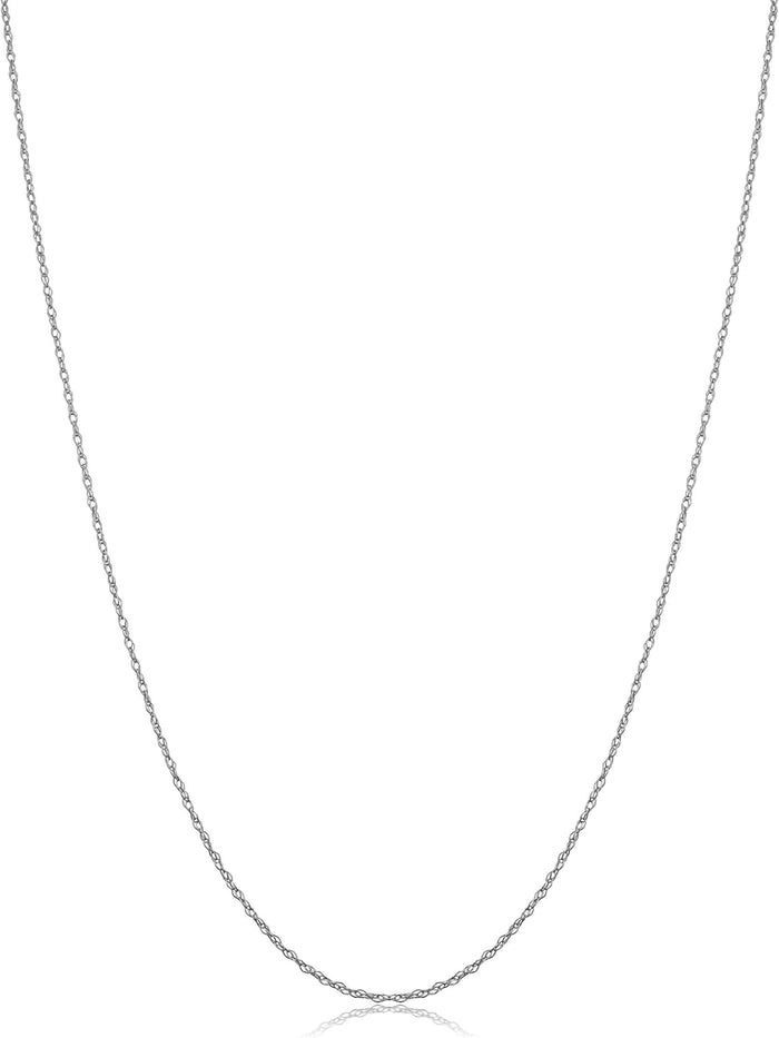 Womens Classic Rope Chain - 10k White Gold Lightweight Thin Rope Necklace