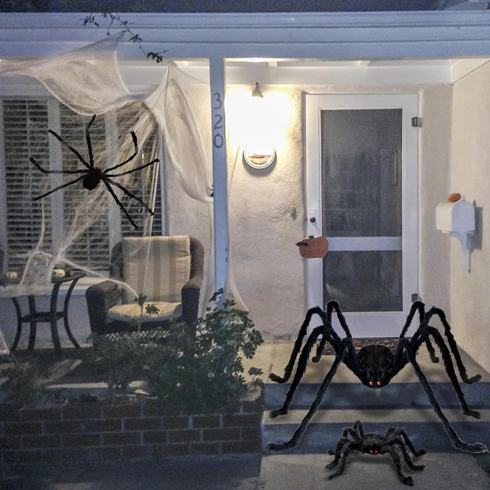 ZMCINER 8 Pcs Large Spiders Halloween Decorations - Outdoor Realistic Scary H...