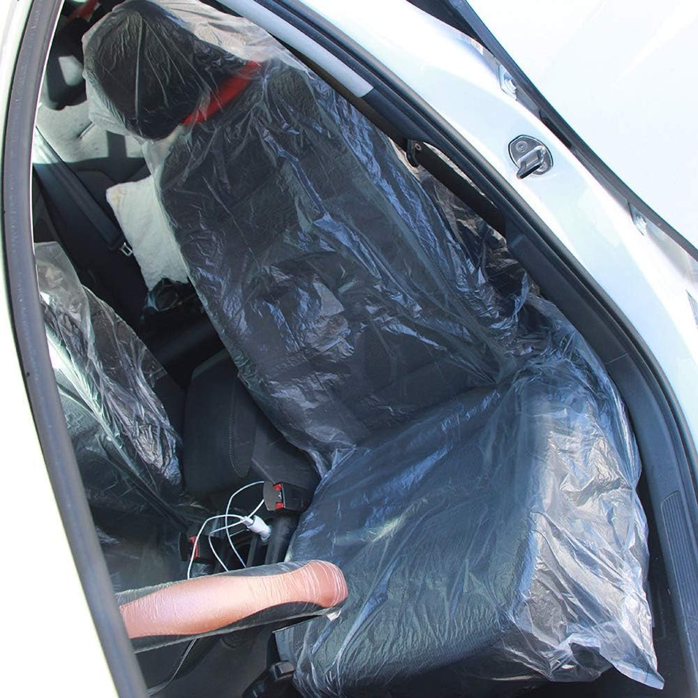 ICWEIMEI 100PCS Disposable Car Seat Covers Plastic Seat Covers for Cars Unive...