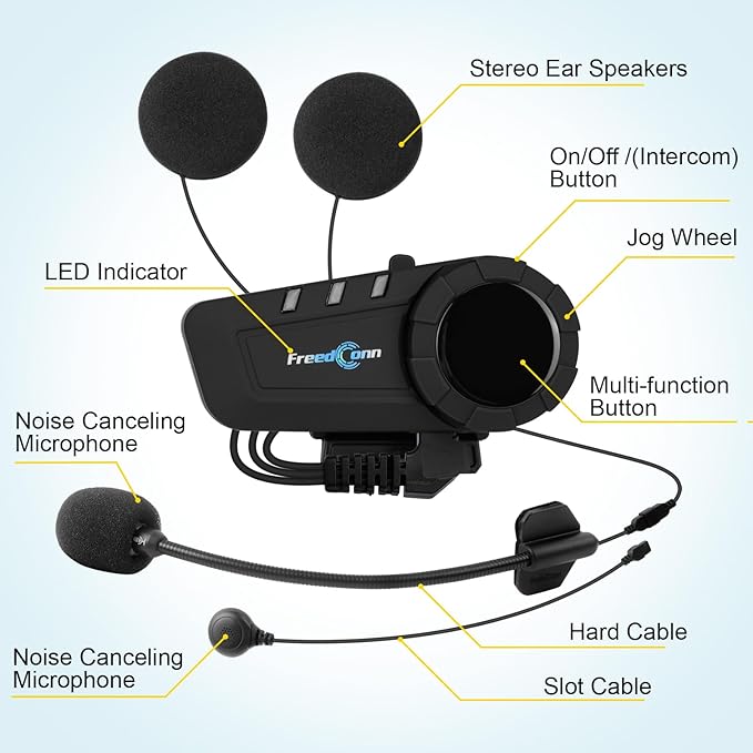 FreedConn KY PRO Motorcycle Helmet Bluetooth Headset, Motorcycle Communicatio...