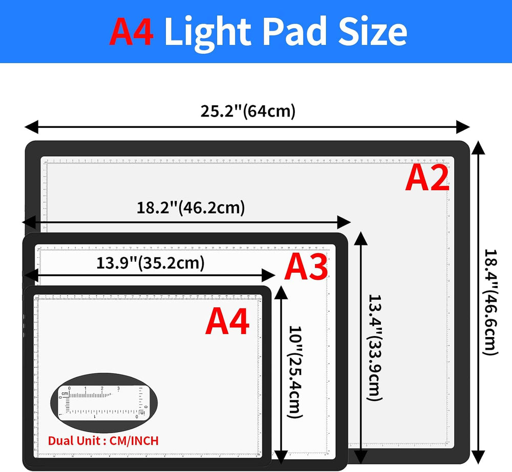 LEACUBER Rechargeable A4 Light Pad with Stand, Super Bright Magnetic Tracing ...