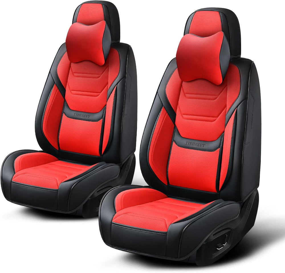 TIEHESYT Car Seat Covers Full Set, Breathable Leather Automotive Front and Re...