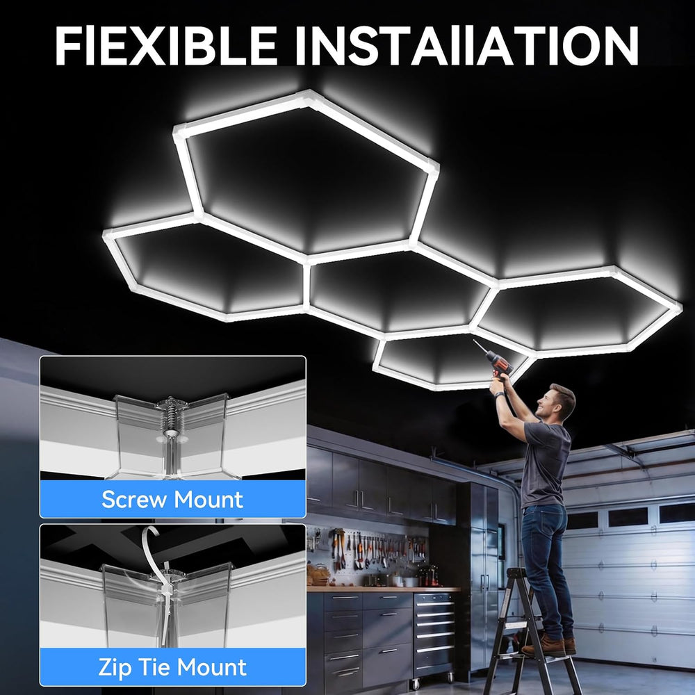 Hexagon Garage Lights, 25 Pack 25920LM Super Bright LED Garage Lights, 6500K ...