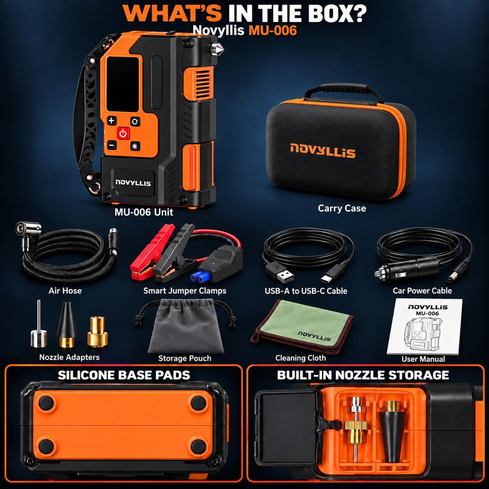 6000A 14.8V Car Battery Jump Starter with 150PSI Air Compressor