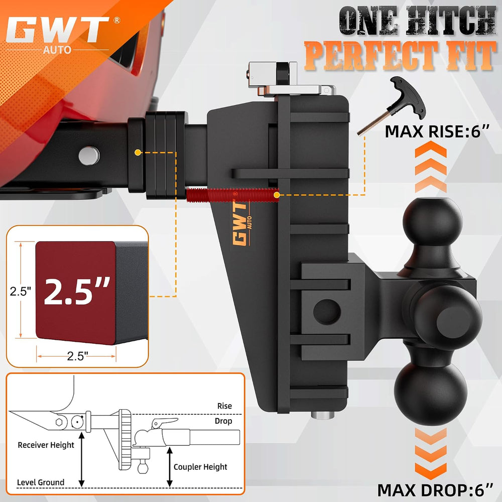 GWTAUTO Adjustable Trailer Hitch, Tri-Ball (1-7/8" x 2" x 2-5/16&qu...