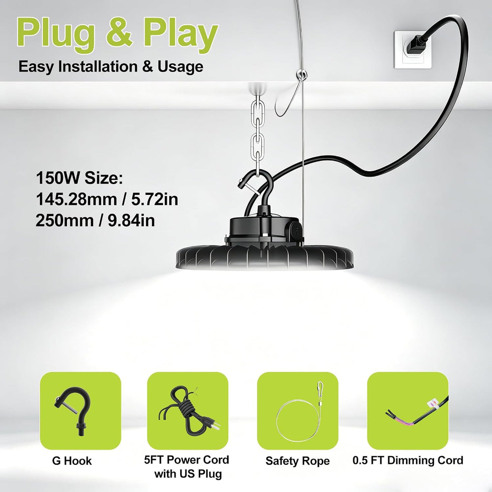 150W UFO LED High Bay Light 8-Pack Dimmable,3Watt Selectable & 5000K
