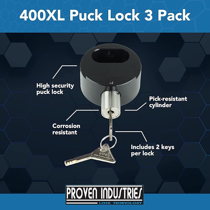 Proven Industries Model 400XL Puck-Lock Set, Made in The USA (3-Pack)