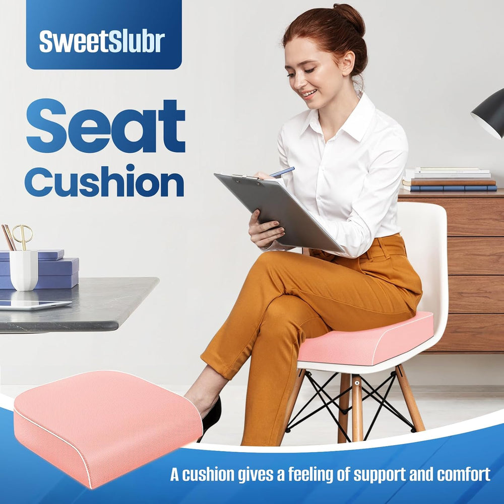 SweetSlubr Seat Cushion, Chair Pad, Memory Foam Tailbone Pain Relief