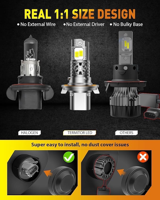 Upgraded H13/9008 Bulbs, 000LM 10X Super Brighter, 85000+ Hours Long Service ...