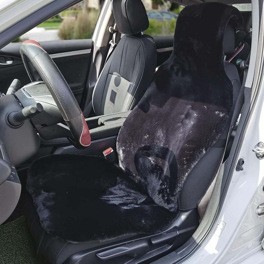 Champlus Fur Car Seat Cover for Front Seat, Faux Sheepskin Automotive Cushion...