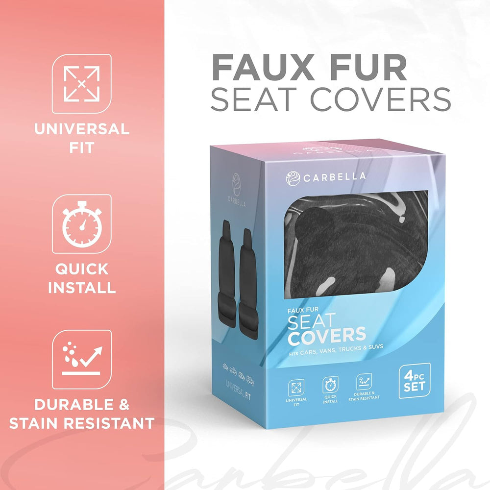 Carbella Sheepskin Car Seat Covers, 2-Pack Faux Fur, Front Seats Only, Cute A...