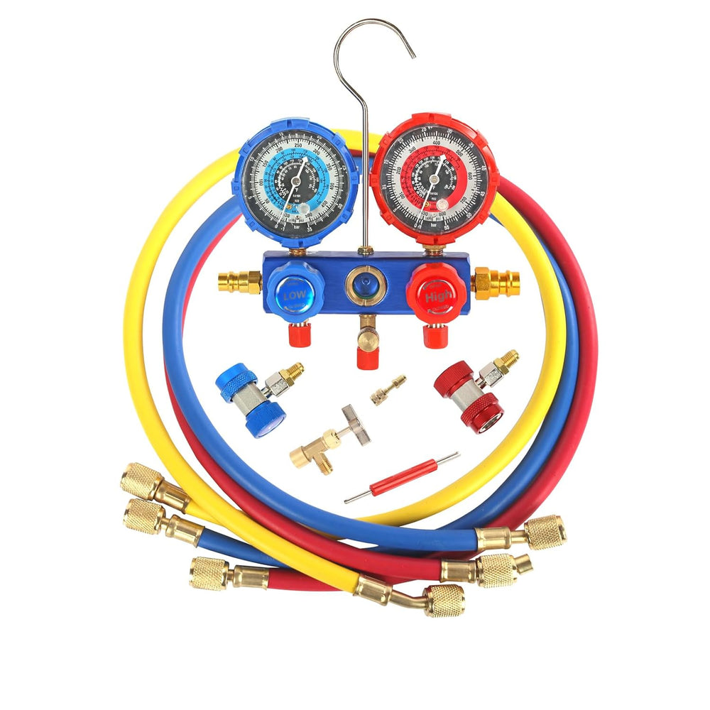 PB Motor Tech 3 Way AC Manifold Gauge Set for R134A R410A R22 R404A