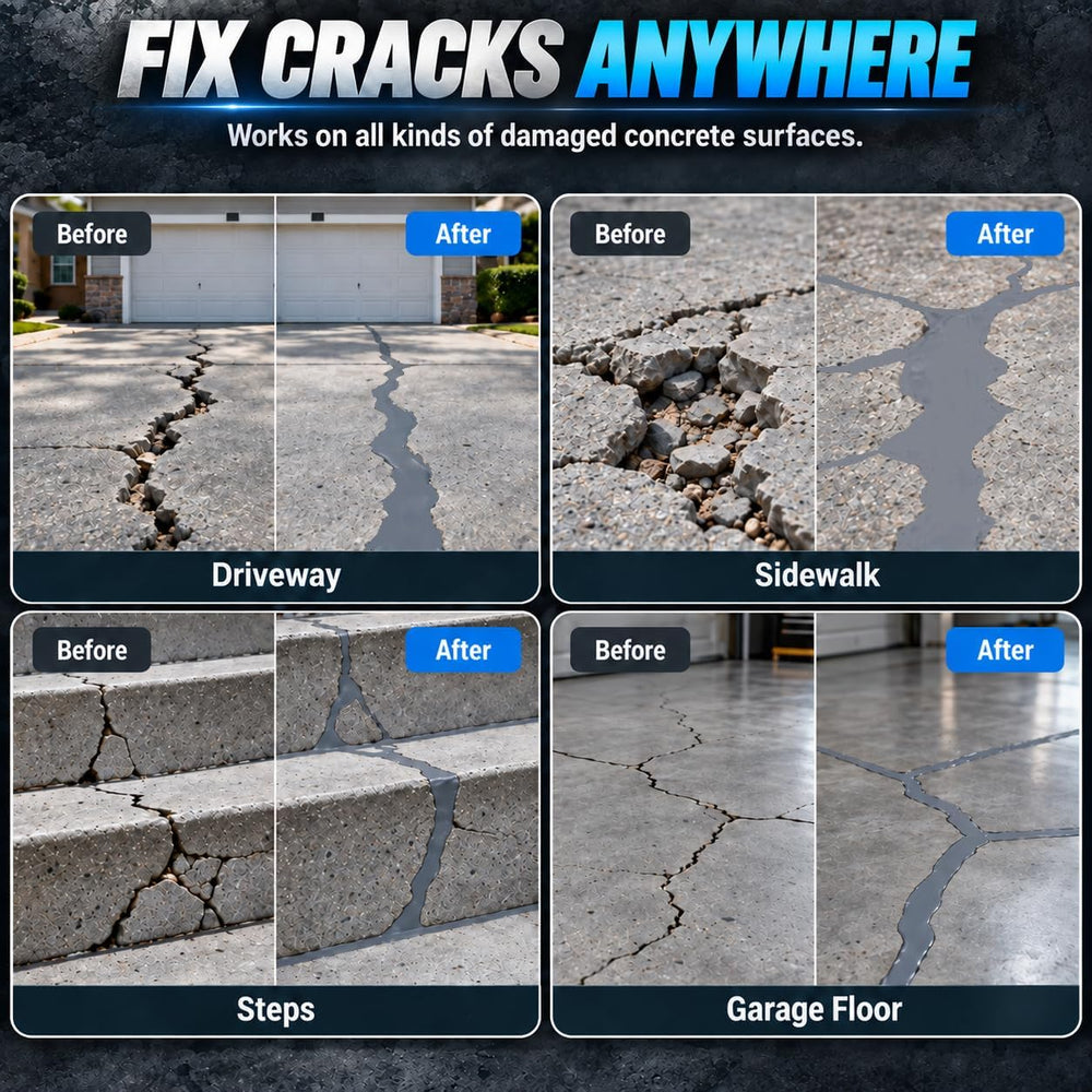 Concrete Crack Filler 2 Pack,Self-Leveling High Elasticity Cement Sealant, Qu...