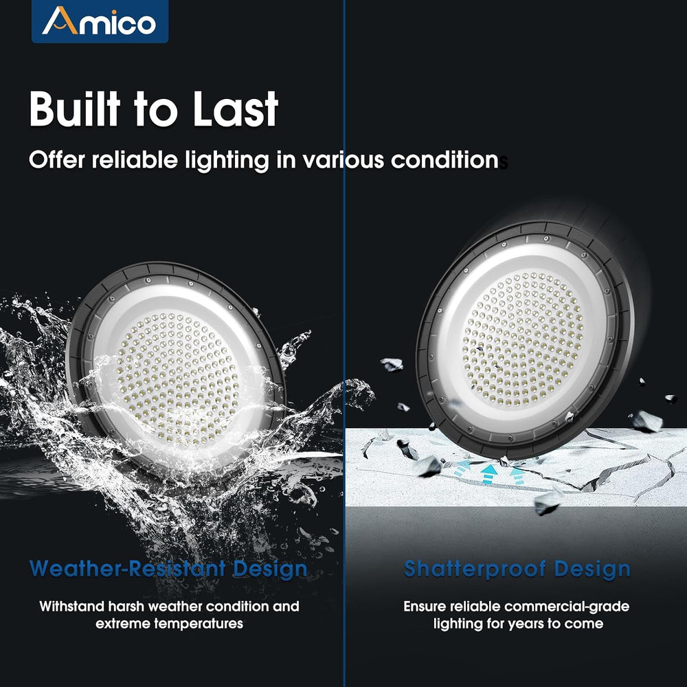 Amico 6 Pack UFO LED High Bay Light 200W 28000lm 5000K, UL Listed