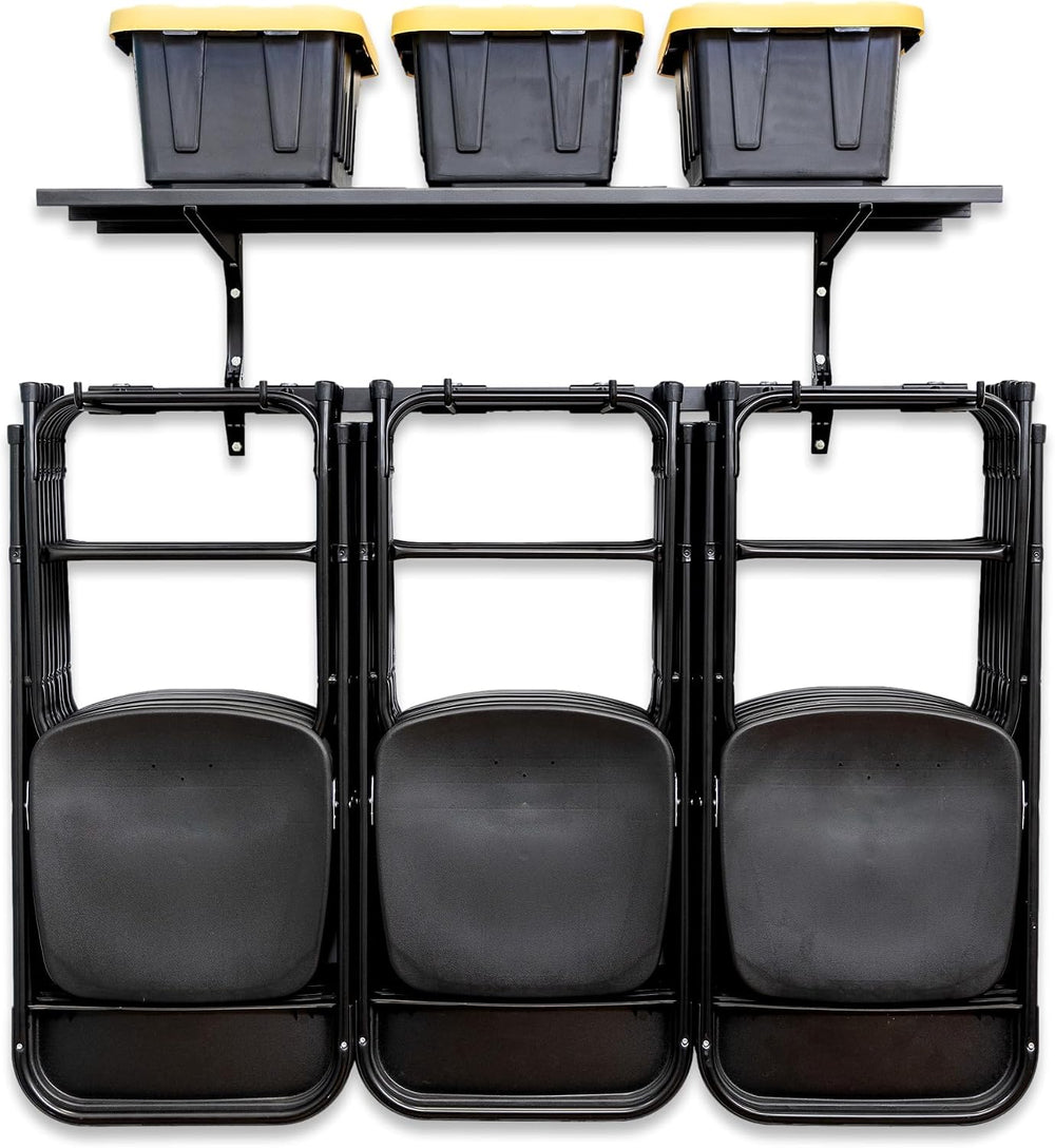 StoreYourBoard Chair Storage Rack with Storage Shelf – Folding Chair Rack for...